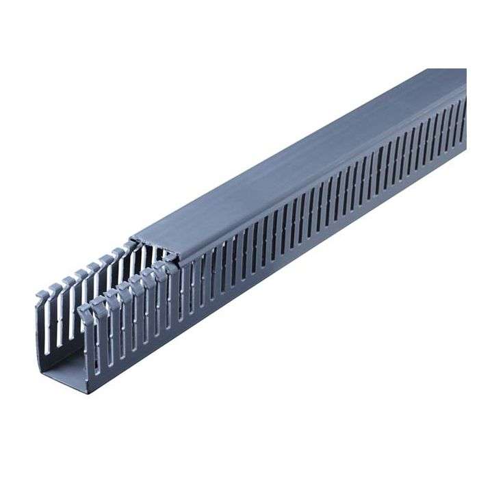 Grey Slotted Narrow Trunking 40 x 60mm x 2m