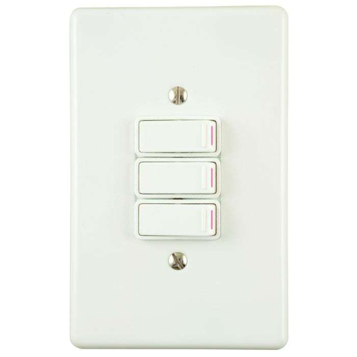 Lesco White Steel 3-Lever 1-Way Light Switch 2x4