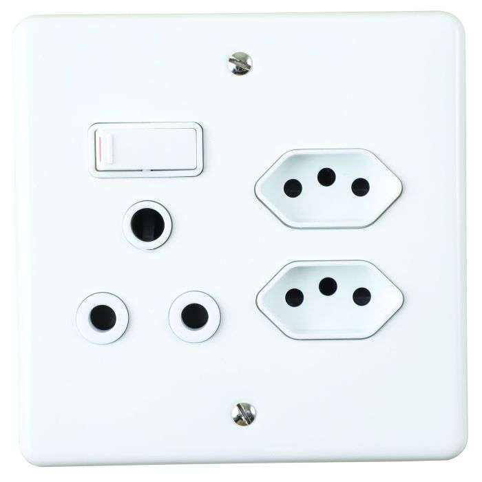 Lesco White 2 New RSA & 1 RSA Wall Socket 4x4