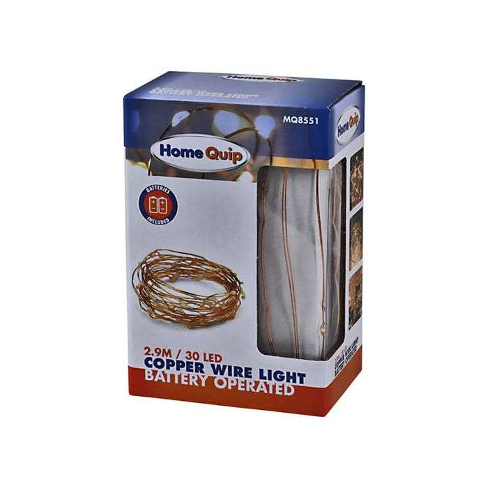Home Quip Battery Operated Copper Wire LED Lights 2.9m