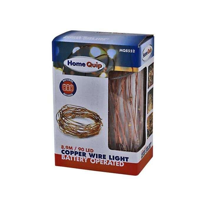 Home Quip Battery Operated Copper Wire LED Lights 8.9m