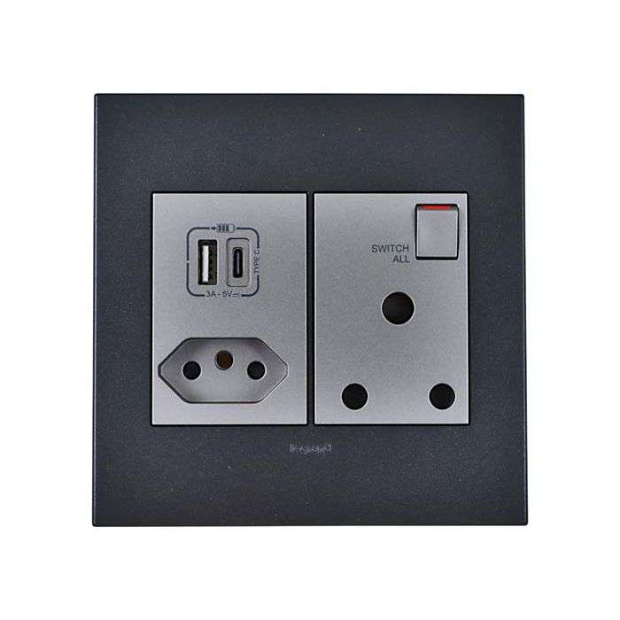 Legrand Graphite Arteor USB Type-A & Type-C Combo Socket