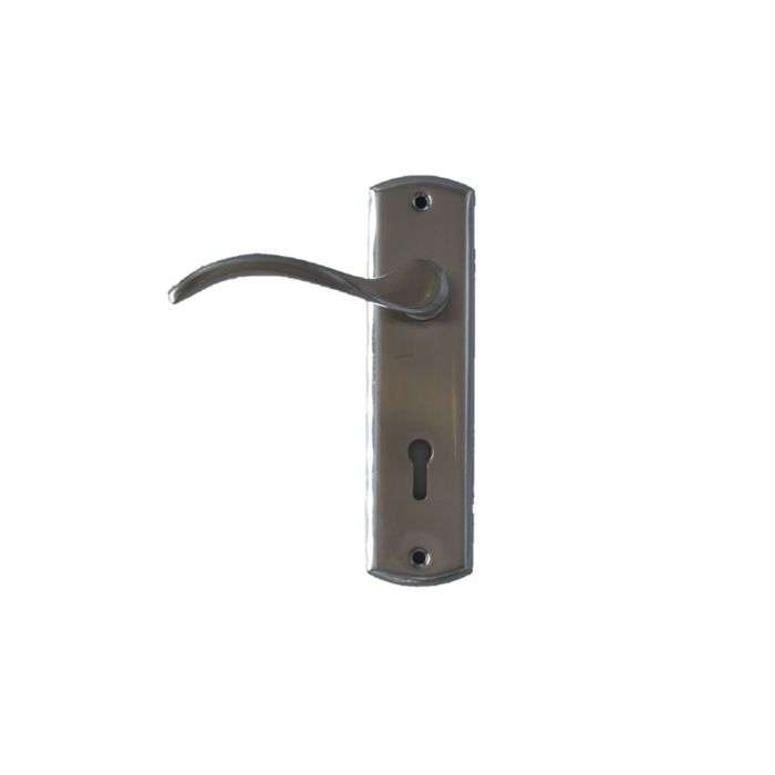 Samson Chrome & Satin Nickel Keyhole 6" Donatello Lever Handle On Backplate 3 Lever Lockset