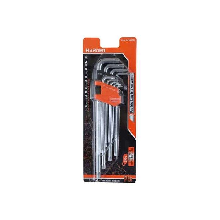 Harden 9 Piece Extra Length Allen Key Wrench Set