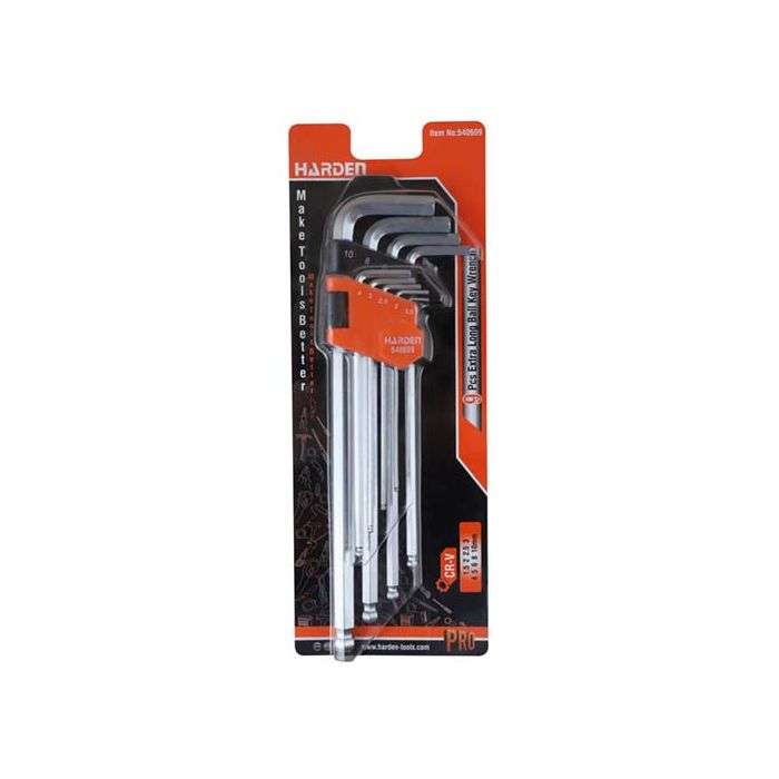 Harden 9 Piece Extra Length Allen Key Wrenches