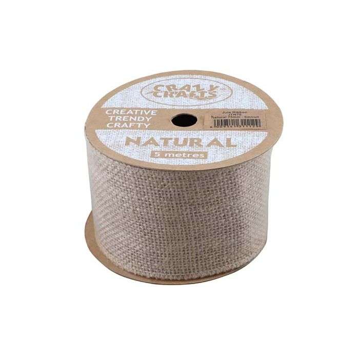 Crazy Crafts Natural Jute Ribbon 75mm x 5m