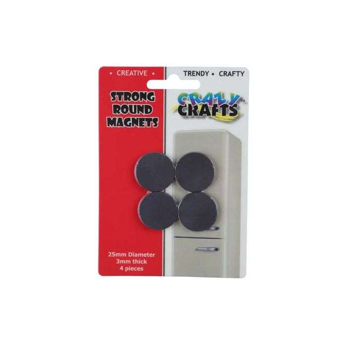 Crazy Crafts Round Magnets 3 x 25mm - 4 Pack