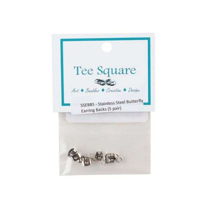 Tee Square Stainless Steel Butterfly Earrings - 5 Pack