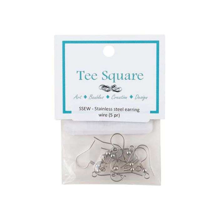 Tee Square Stainless Steel Wire Earrings - 5 Pack