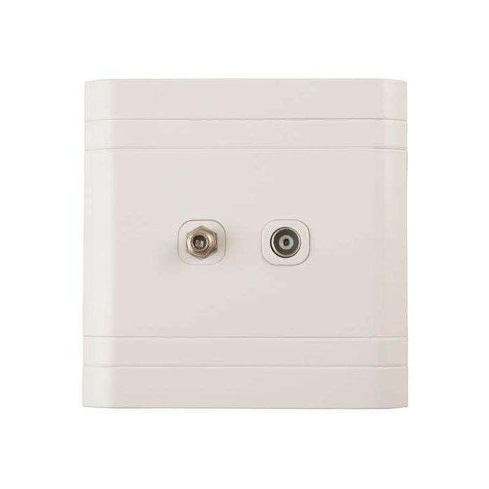 Lesco White Satelite & TV Wall Socket 4x4