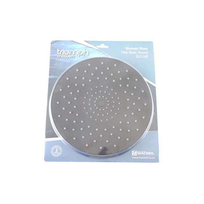 Bijiou Matt Black Round Shower Rose 210mm 211143