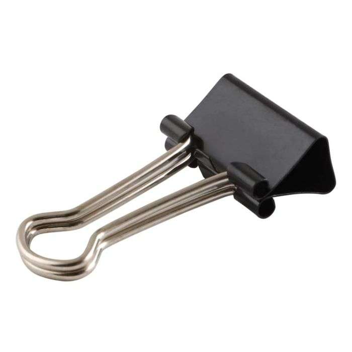 Black Foldback Clips 19mm - 12 Pack