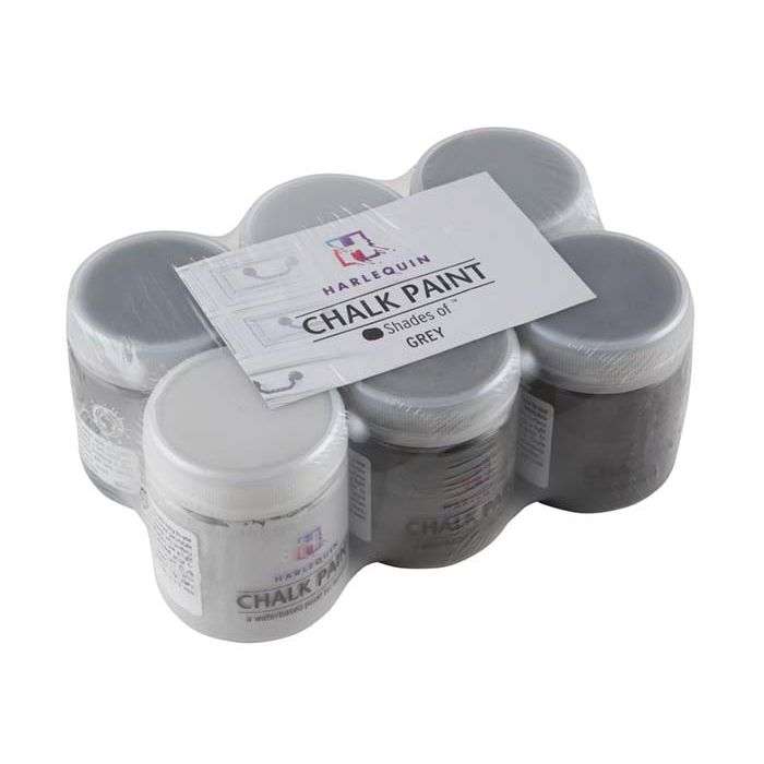 Harlequin's Shades Of Grey Craft Paint Kit 6 x 100ml