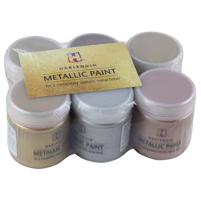 Harlequin's Metallic Craft Paint Kit 6 x 100ml
