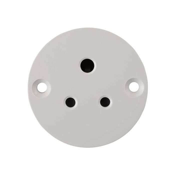 CBI White Round Unswitched 3-Pin Wall Socket