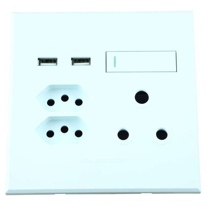 Veti 3 White 2 New RSA, 1 RSA & 2 USB Wall Socket 4x4