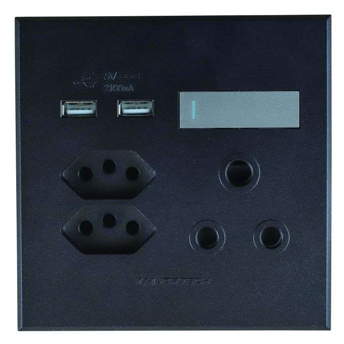 Veti 3 Titanium & Graphite 2 New RSA, 1 RSA & 2 USB Wall Socket 4x4
