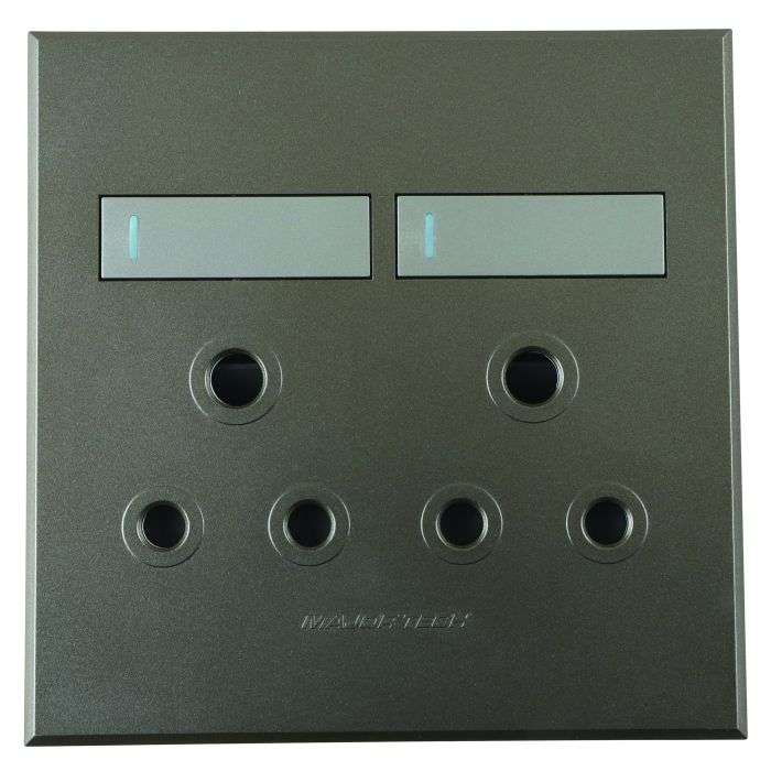 Veti 3 Titanium & Bronze 2 RSA Wall Socket 4x4