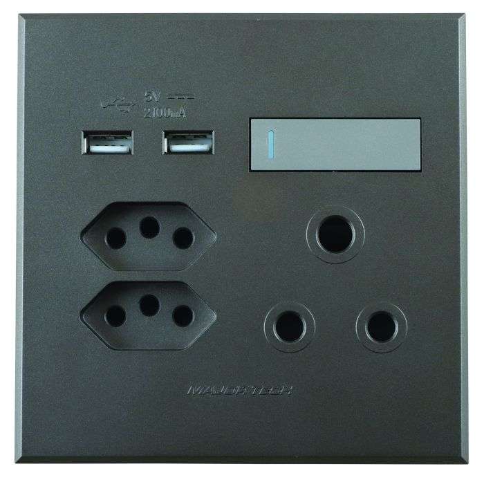 Veti 3 Titanium & Bronze 2 New RSA, 1 RSA & 2 USB Wall Socket 4x4