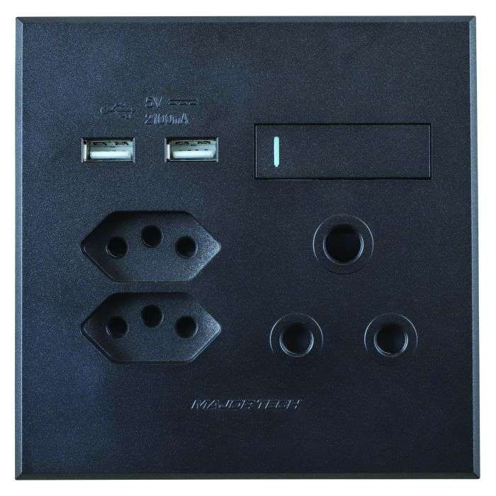 Veti 3 Graphite 2 New RSA, 1 RSA & 2 USB Wall Socket 4x4