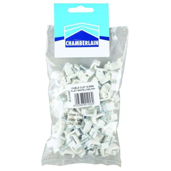 Flat Cable Clips 12.5mm - 100 Pack