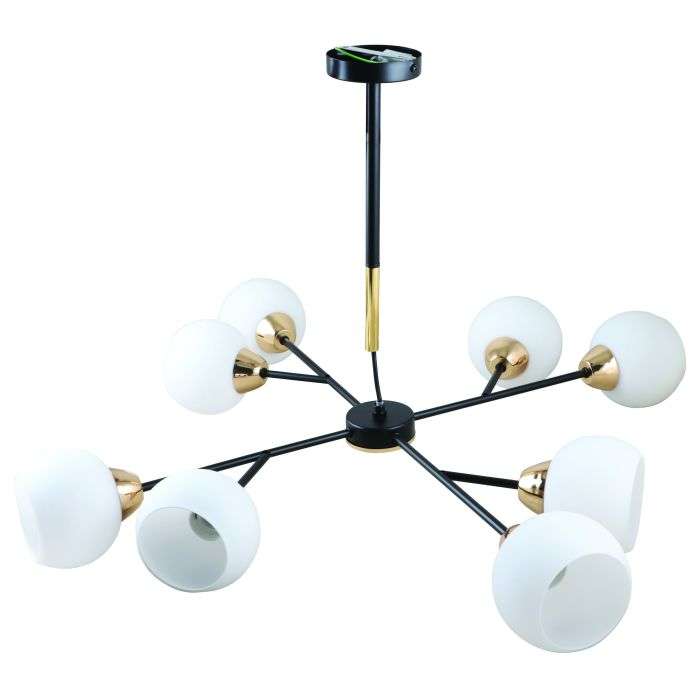 Bright Star Black & Gold 8-Light Chandelier