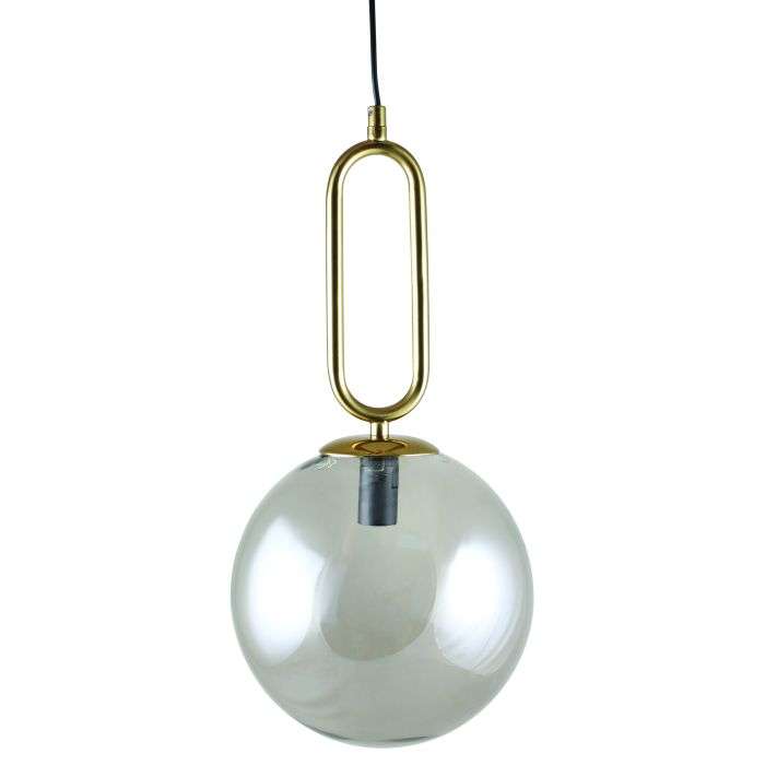 Bright Star Gold Metal & Smoke Glass Pendant 200mm