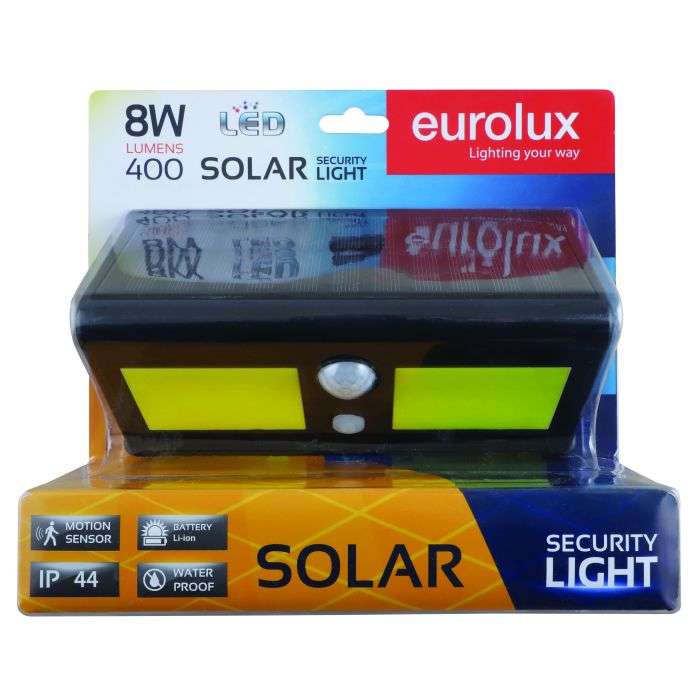 Eurolux Black Solar LED Wall Light With Motion Sensor 400 Lumen