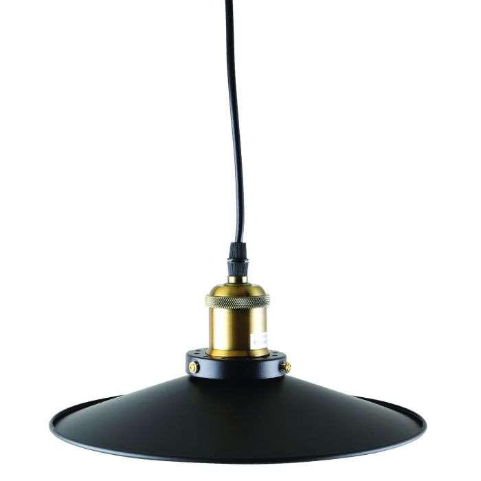 Eurolux Black & Antique Brass Farmhouse Pendant 260mm