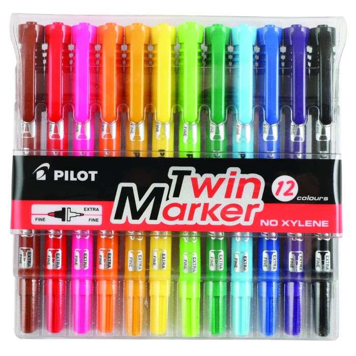 Pilot 0.8 & 2mm Twin Marker Pen Wallet