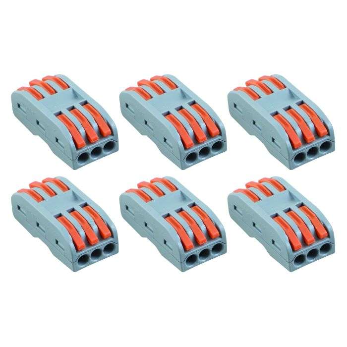 Veti 3 Pole Inline PCT Connector Block - 6 Pack