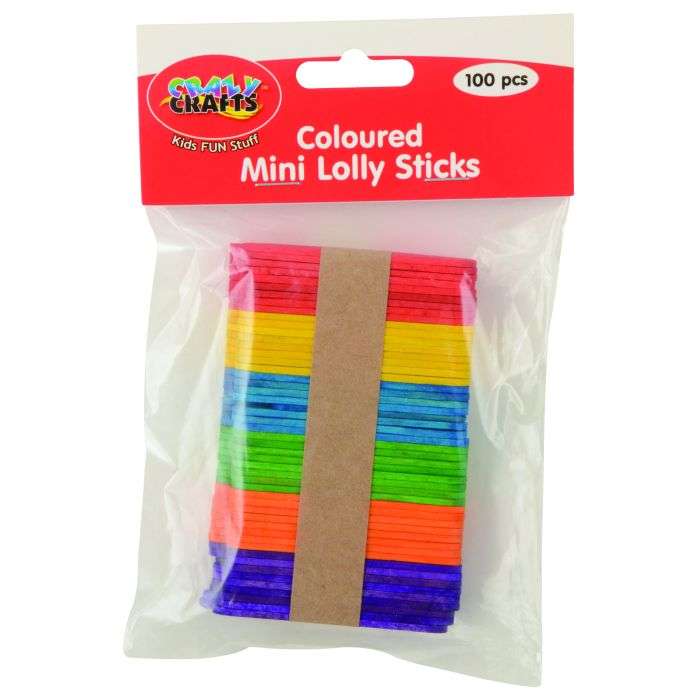 Crazy Crafts Coloured Mini Lolly Sticks