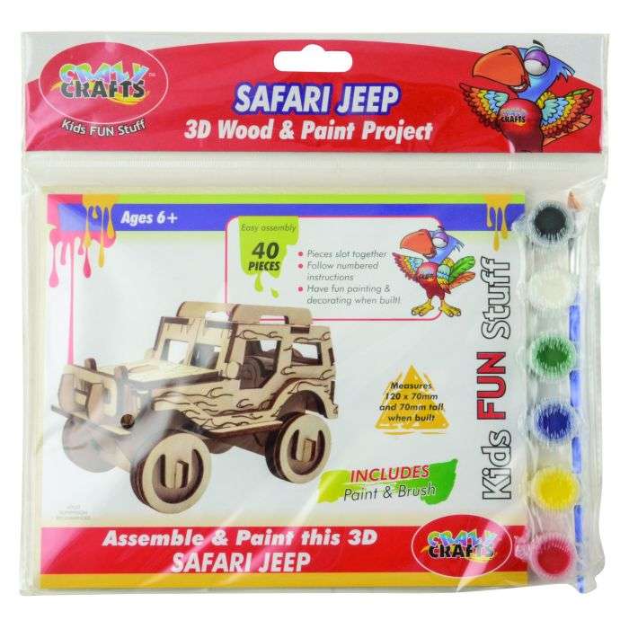 Crazy Crafts 3D Wood & Paint Safari Jeep Craft Set