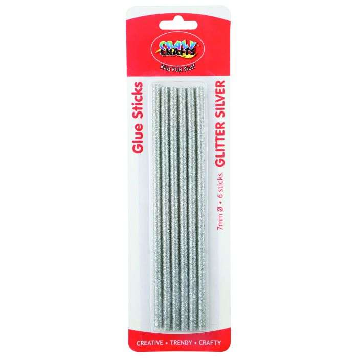 Crazy Crafts Glitter Silver Glue Sticks 7mm -