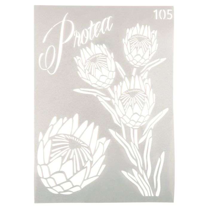 Granny B's Protea Stencil Tile 297 x 210mm