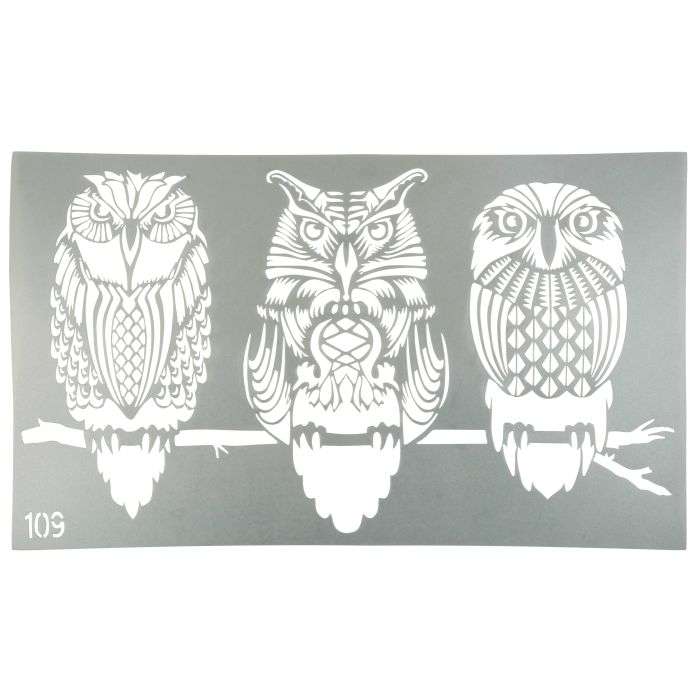 Granny B's Owls Stencil 420 x 297mm