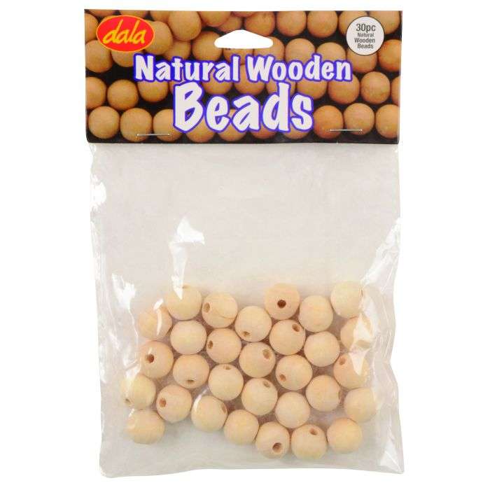 Dala Natural Wooden Beads 30 Pack
