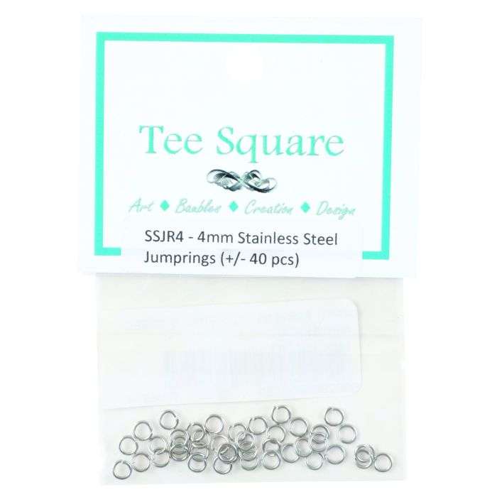 Tee Square Stainless Steel Jumprings 4mm - +/- 40 Piece