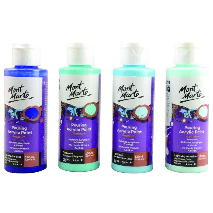 Mont Marte Marina Pouring Acrylic Paint 120ml - 4 Pack