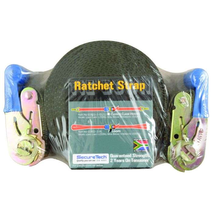 SecureTech Ratchet Straps With Loops 25mm x 6m - 2 Pack