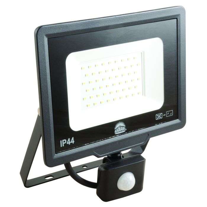 Radiant Black LED Floodlight with Motion Sensor 50W