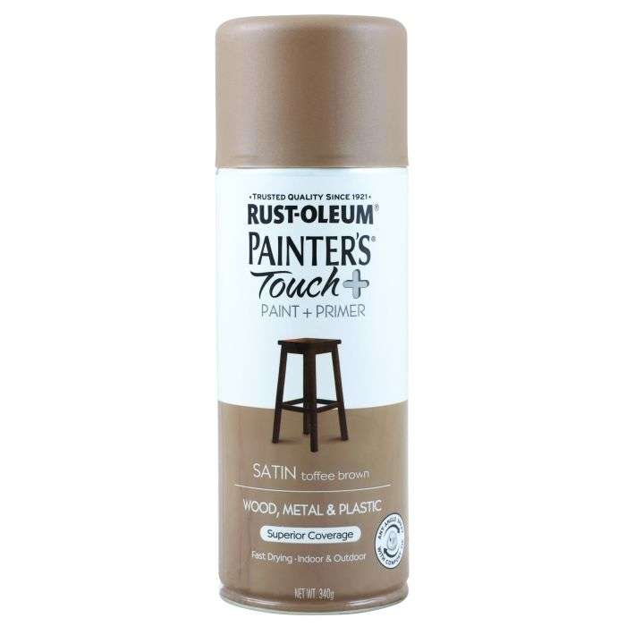Rust-Oleum Painter's Touch Plus Satin Spray Paint Toffee Brown 340g