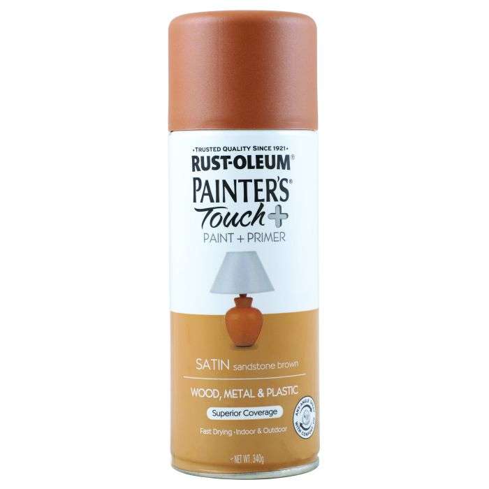Rust-Oleum Painter's Touch Plus Satin Spray Paint Sandstone Brown 340g