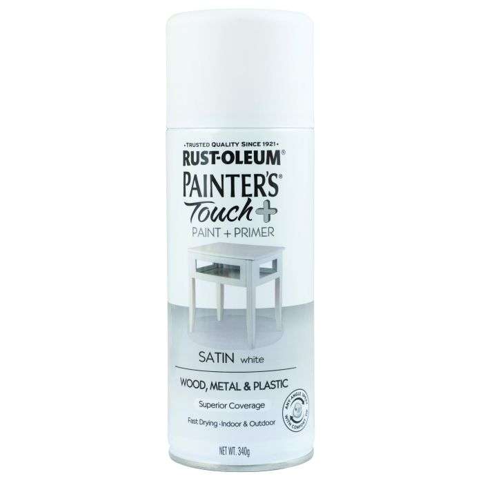 Rust-Oleum Painter's Touch Plus Satin Spray Paint White 340g
