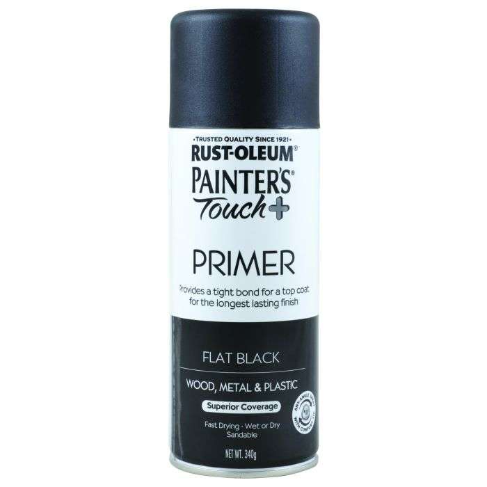 Rust-Oleum Painter's Touch Plus Primer Spray Paint Flat Black 340g