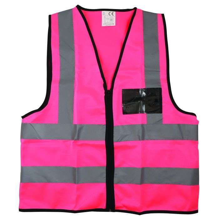 Pink Solid Mesh Hi-Viz Large Vests