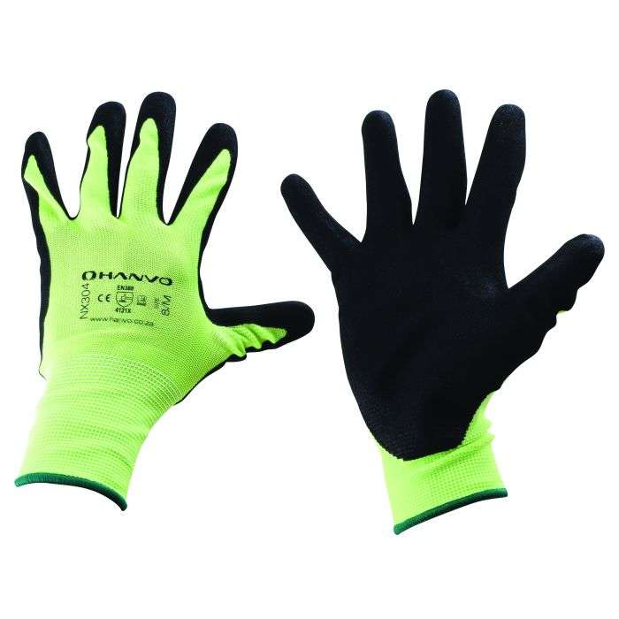 Hanvo Hi-Viz General Handling Nitrile Gloves Size 8
