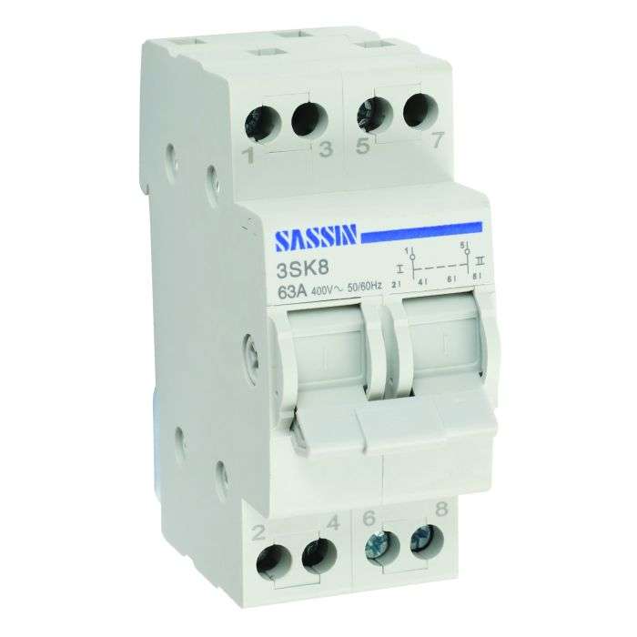 Lear 63A 2 Pole DIN Changeover Switch