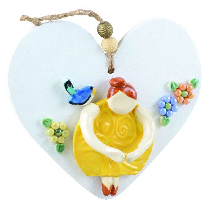 The Clay Club Clay Air Plant Figure On Heart Mosaic Tiles -