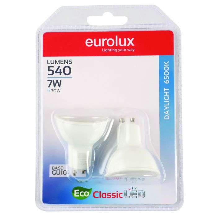 Eurolux 7W Cool Daylight GU10 LED Lamp 2-Pack -